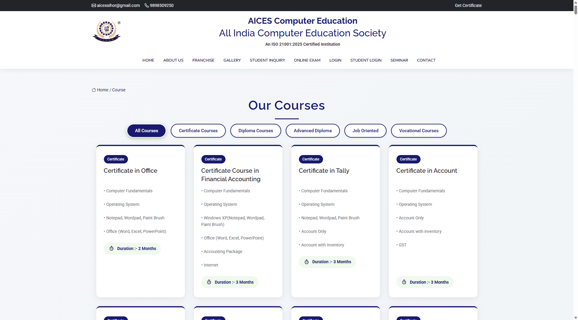 AICES — Computer Education & Franchise Platform screen 2